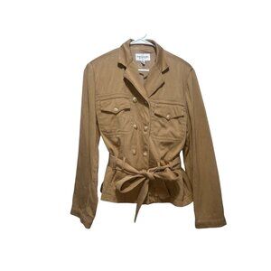 Emanuel Ungaro Safari Double Breasted Blazer Jacket Large Brown Equestrian Ridin